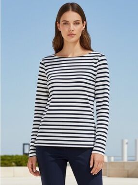 J.Crew Breton Striped Boatneck Top XS Cotton French Nautical, Quiet Luxury